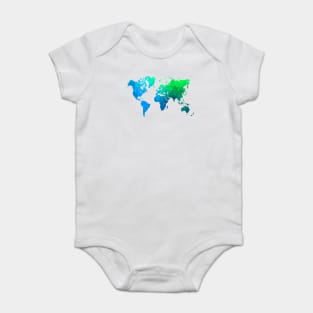 world map green blue #worldmap #map Baby Bodysuit